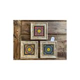 Oscar Stone Decor Çerçeveli Taş Tablo 20X20 Cm 3 Lü Set Renkli Çiçek Desenleri Color Flower Tile 3Cdd-40-313