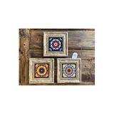Oscar Stone Decor Çerçeveli Taş Tablo 20x20 Cm 3 Lü Set Renkli Desenler Color Tile 3CDD-40-316