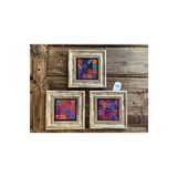 Oscar Stone Decor Çerçeveli Taş Tablo 20x20 cm 3 Lü Set Renkli Desenler Color Tile