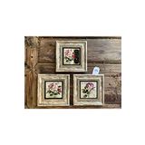 Oscar Stone Decor Çerçeveli Taş Tablo 20x20 cm 3 Lü Set Rose Card Vintage Rose Set