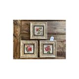 Oscar Stone Decor Çerçeveli Taş Tablo 20X20 Cm 3 Lü Set Rose Garden France Rose Vintage 3Cdd-40-286