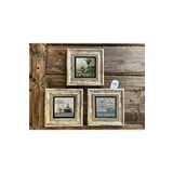 Oscar Stone Decor Çerçeveli Taş Tablo 20x20 cm 3 Lü Set Salon Çiçeği Seti