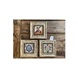 Oscar Stone Decor Çerçeveli Taş Tablo 20x20 cm 3 Lü Set Semazen Çini Desen Ebruli