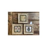 Oscar Stone Decor Çerçeveli Taş Tablo 20x20 cm 3 Lü Set Vav Elif Fatma Ana Ebruli Desen