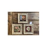 Oscar Stone Decor Çerçeveli Taş Tablo 20x20 Cm 3 Lü Set White Rose Yellow Rose Pink Rose 3CDD-40-287