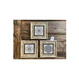 Oscar Stone Decor Çerçeveli Taş Tablo 20x20 cm 3 Lü Set Yaşam Çiçeği Sri Yantre Torus