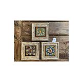 Oscar Stone Decor Çerçeveli Taş Tablo 20x20 cm 3 Lü Set Yellow Tile Set Sarı Desenler