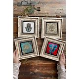 Oscar Stone Decor Çerçeveli Taş Tablo 20x20cm 4'lü Set Fatma Ana Eli Yaşam Çiçeği Fil Hayat Ağacı