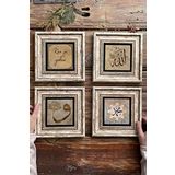 Oscar Stone Decor Çerçeveli Taş Tablo 20x20cm 4'lü Set(1168-414-384-345) Kun fe Yekun Allah Muhammed