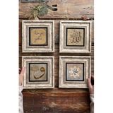 Oscar Stone Decor Çerçeveli Taş Tablo 20x20cm 4'lü Set(1168-414-384-345)kun Fe Yekun Allah Muhammed 4-4CDD-013
