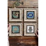 Oscar Stone Decor Çerçeveli Taş Tablo 20X20Cm 4'Lü Set(1213-1100-1090-114) Şahmeran Nazar Fatma Ana 4-4Cdd-022