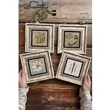 Oscar Stone Decor Çerçeveli Taş Tablo 20x20cm 4'lü Set(414-384-345-321) Allah Vav Muhammed Elif