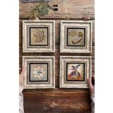 Oscar Stone Decor Çerçeveli Taş Tablo 20x20cm 4'lü Set(414-384-345-60) Allah Vav Muhammed Semazen