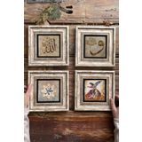 Oscar Stone Decor Çerçeveli Taş Tablo 20x20cm 4'lü Set(414-384-345-60)allah Vav Muhammed Semazen 4-4CDD-015