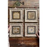 Oscar Stone Decor Çerçeveli Taş Tablo 20x20cm 4'lü Set(462-414-384-345) Bereket Dua Vav Muhammed