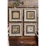 Oscar Stone Decor Çerçeveli Taş Tablo 20x20cm 4'lü Set(462-414-384-345)bereket Dua Vav Muhammed 4-4CDD-016