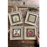 Oscar Stone Decor Çerçeveli Taş Tablo 20x20cm 4'lü Set(463-538-60-1104) Ayet Esmaül Semazen Bereket