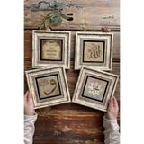 Oscar Stone Decor Çerçeveli Taş Tablo 20X20Cm 4'Lü Set(464-414-384-345) Nazar Dua Allah Vav Muhammed 4-4Cdd-018