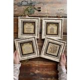 Oscar Stone Decor Çerçeveli Taş Tablo 20x20cm 4'lü Set(464-463-462-414) Nazar Dua Bereket Dua Allah