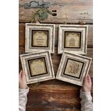Oscar Stone Decor Çerçeveli Taş Tablo 20x20cm 4'lü Set(464-463-462-414)nazar Dua Bereket Dua Allah 4-4CDD-030