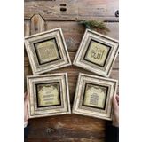 Oscar Stone Decor Çerçeveli Taş Tablo 20x20cm 4'lü Set(538-1115-464-463)esmaül Allah Nazar Ayetel 4-4CDD-047