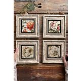 Oscar Stone Decor Çerçeveli Taş Tablo Duvar Dekoru 20x20cm 4'lü Set 4-4CDD-436