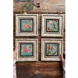 Oscar Stone Decor Çerçeveli Taş Tablo Duvar Dekoru 20x20cm 4'lü Set 4-4CDD-457