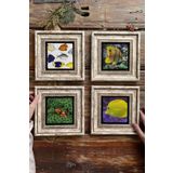 Oscar Stone Decor Çerçeveli Taş Tablo Duvar Dekoru 20x20cm 4'lü Set Balık Fish Nemo Set