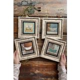 Oscar Stone Decor Çerçeveli Taş Tablo Duvar Dekoru 20x20cm 4'lü Set Eski Banyo Küveti 4-4CDD-266