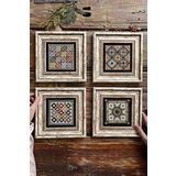 Oscar Stone Decor Çerçeveli Taş Tablo Duvar Dekoru 20x20cm 4'lü Set Eski Desenler