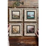 Oscar Stone Decor Çerçeveli Taş Tablo Duvar Dekoru 20x20cm 4'lü Set Eski Istanbul Tabloları Manzara 4-4CDD-101