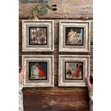 Oscar Stone Decor Çerçeveli Taş Tablo Duvar Dekoru 20x20cm 4'lü Set Osman Hamdi Tabloları 4-4CDD-502