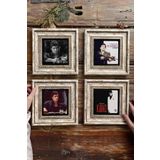 Oscar Stone Decor Çerçeveli Taş Tablo Duvar Dekoru 20x20cm 4'lü Set Scarface Yaralı Yüz Tablo 4-4CDD-523
