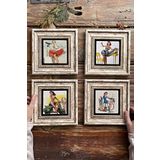 Oscar Stone Decor Çerçeveli Taş Tablo Duvar Dekoru 20x20cm 4'lü Set The Balm Collection