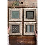 Oscar Stone Decor Çerçeveli Taş Tablo Duvar Dekoru 20X20Cm 4'Lü Set Wine Set Şarap Seti 4-4Cdd-154