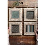 Oscar Stone Decor Çerçeveli Taş Tablo Duvar Dekoru 20x20cm 4'lü Set Wine Set Şarap Seti