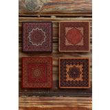 Oscar Stone Decor Desen Tile Baskılı Doğaltaş Bardak Altlığı Set 4'lü - Coaster Set 4DSN-258