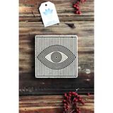 Oscar Stone Decor Doğal Taş Baskılı Bardak Altlığı 10x10 Cm Stone Coaster - Eye / Göz Tasarım 1BA-576-B