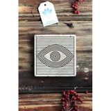 Oscar Stone Decor Doğal Taş Baskılı Bardak Altlığı 10X10 Cm Stone Coaster - Eye/Göz Tasarım 1Ba-576-C