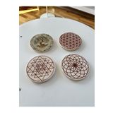 Oscar Stone Decor Doğal Taş Yuvarlak Mermer (TRAVERTEN) Bardak Altlığı Stone Coasters 4’lü Set