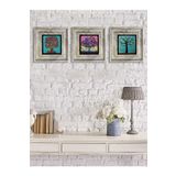 Oscar Stone Decor Doğaltaş Çerçeveli Duvar Dekorları Pano 20x20 Cm 3'lü Tablo 3CDD-40-006