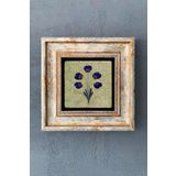 Oscar Stone Decor Ebru Sanatı Çerçeveli Taş Tablo 20x20 Cm-wall Decor CDD-40-1223