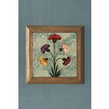 Oscar Stone Decor Ebruli Çiçek Çalışması-masif Çerçeveli Taş Tablo-wall Decor- 28x28 cm PRMT2020-1224