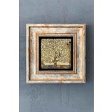 Oscar Stone Decor Gustav Klimt Hayat Ağacı Çerçeveli Taş Tablo 20x20 Cm-wall Decor CDD-40-1334