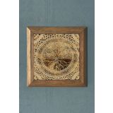 Oscar Stone Decor Hayat Ağacı Masif Çerçeveli Taş Tablo-wall Decor- 28x28 Cm PRMT2020-1140