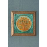 Oscar Stone Decor Lotus Çiçeği Mistik-masif Çerçeveli Taş Tablo-duvar Dekoru- 28x28 Cm PRMT2020-1077