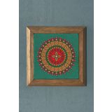 Oscar Stone Decor Mandala Masif Ahşap Çerçeveli Taş Tablo -Duvar Dekoru-28X28 CM