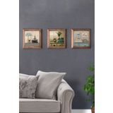 Oscar Stone Decor Masif (ahşap) Çerçeveli 3'lü Set Taş Pano 28x28 Cm Saksı Çiçeği Salon Çiçeği Tablo 3PRMT-40-0263