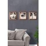 Oscar Stone Decor Masif (ahşap) Çerçeveli 3'lü Set Taş Tablo Pano 28x28 Cm 3PRMT-40-0483