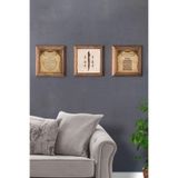 Oscar Stone Decor Masif (Ahşap) Çerçeveli 3'Lü Set Taş Tablo Pano 28X28 Cm Elif Allah Muhammed 3Prmt-40-0520